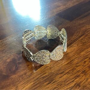 Gold Heart Link Stretch Bracelet - Women Jewelry